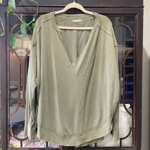 We The Free Olive Green V-Neck Sweatshirt